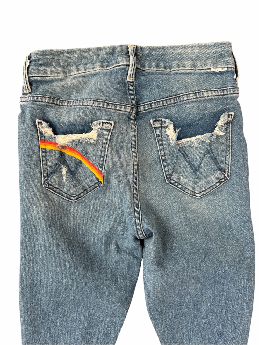 Mother Denim High Waisted Looker Ankle Chew Learning to Hula Rainbow Size 25 - Picture 11 of 12